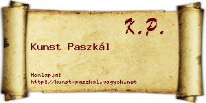 Kunst Paszkál névjegykártya